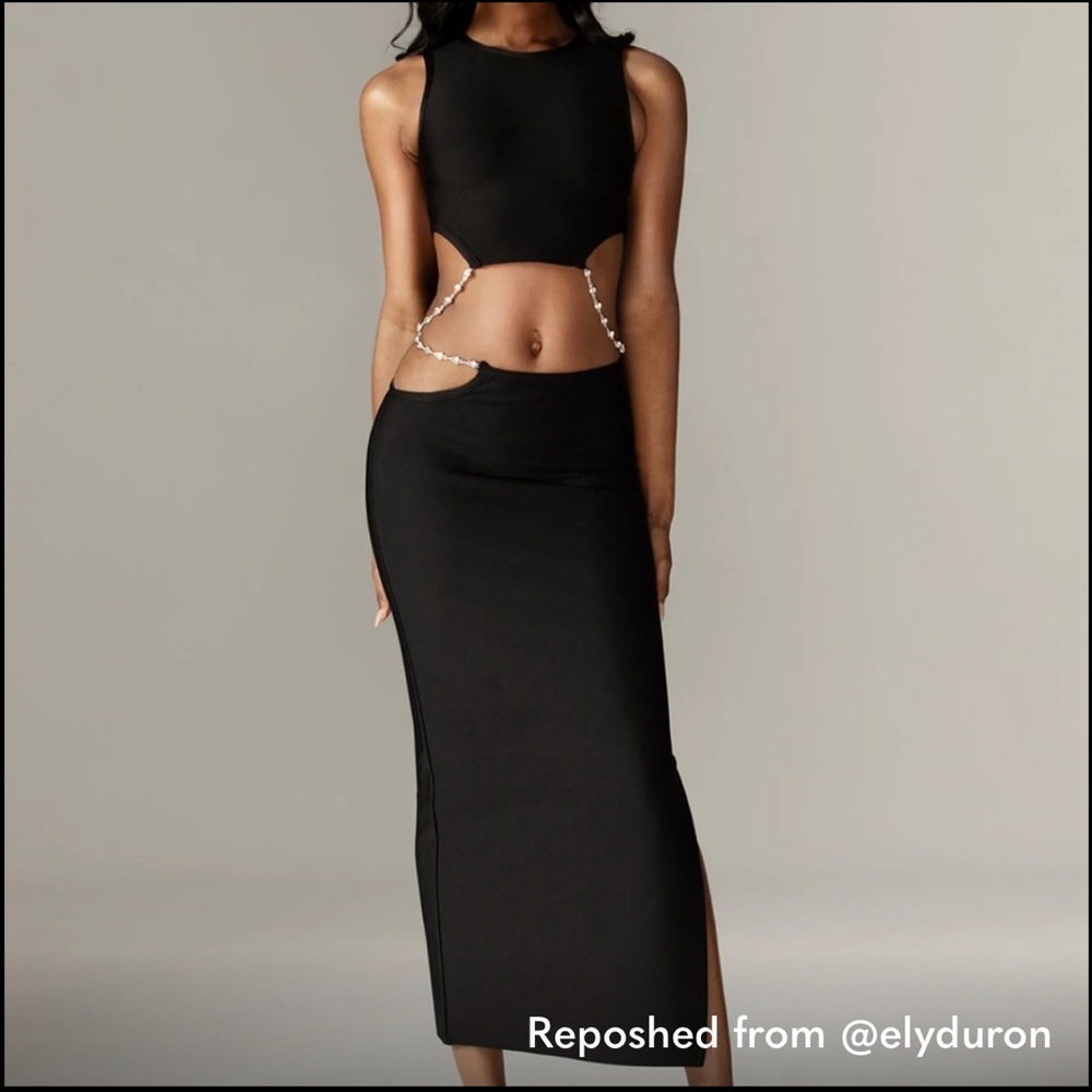 ✨2-Piece Set!: Rhinestone Top & Midi Skirt - Picture 4 of 14